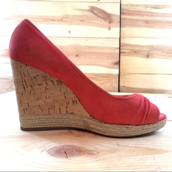 Prada Suede Open Toe Cork Wedge Pumps shoes 38 - Picture 11 of 16